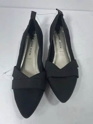 Zapatos planos de ballet ovalados Anne Klein para mujer 10 M tela negra sin cordones punta Foto 1 de 4