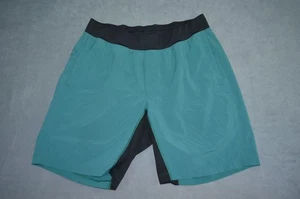 Lululemon Shorts Mens XL Green/Black T.H.E. Short Linerless 9" Pockets Flaw* - Picture 1 of 8