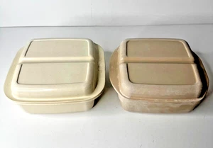 2 Vintage Anchor Hocking MicroWare PM481-TI 1 Quart Schüssel geteilt Deckel RETRO Made USA - Bild 1 von 15