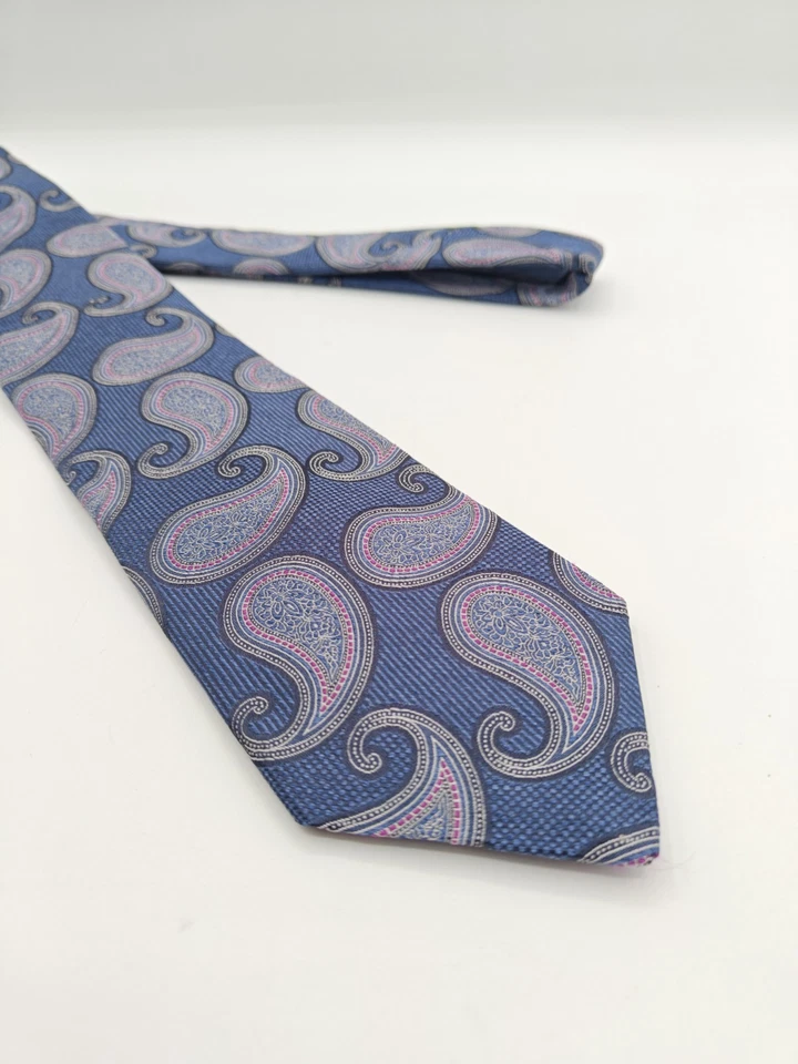 🇺🇲 Corbata de Seda John W Nordstrom Hecha en EE. UU. 59x3,25 Azul Paisley Foto 1 de 4
