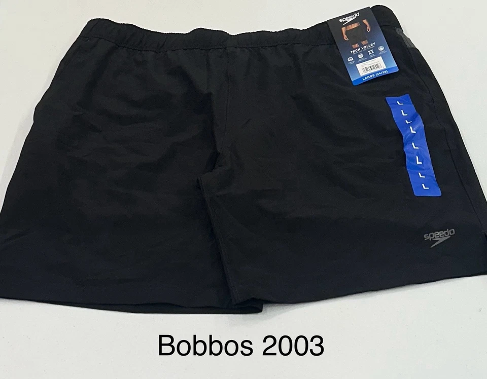 Speedo Black Gray Tech Volley Shorts Mens Size L Large 34/36