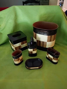 6pc Zambia Stylish Bathroom Set Soap Pump, Tumbler, Tooth Brush Tissue Holder, - Picture 1 of 1