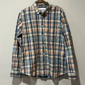 Corridor NYC Hemd Herren mittelblau rot kariert Flanell gewebt Baumwolle LS Knopfleiste - Bild 1 von 7