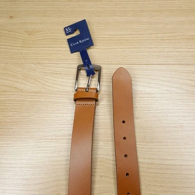 CLUB ROOM ремень мужской размер XL 42 44 желтовато-коричневый искусственной кожи серебряная пряжка классическое платье - Изображение 1 из 4