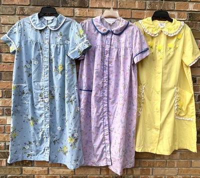 Лот из 3 Винтажный цветочный цветной халат пальто Duster коттедж бабушка размер L/XL новый - Изображение 1 из 4