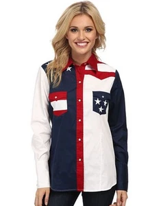 Roper Western Shirt Womens L/S American 2X Blue 03-050-0185-0304 BU - Picture 1 of 1