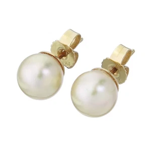 Perlen Ohrstecker Gelbgoldfarbene Perle 750er Gelbgold - Bild 1 von 2