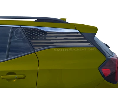 Fits 2018-2025 GMC Terrain Rear Side Window Distressed American Flag Decal Foto 1 de 3