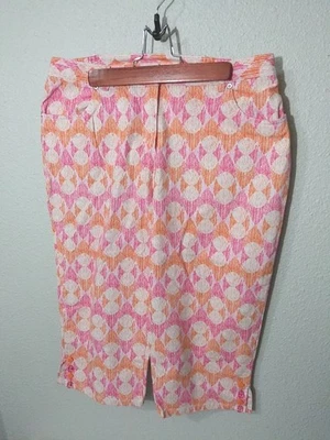 Hearts of Palm Women’s Mid Rise Pink/Orange Print Capri Pants Size 8 Beads - Image 1 of 4