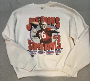 VTG 80s Joe Knows Super Bowls 49ers Sweatshirt XL Made USA NFL Montana back hit - Picture 1 of 7