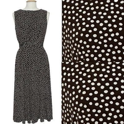 Vestido de mujer Positive Attitude 10P marrón blanco lunares jersey retro clásico medio Foto 1 de 4