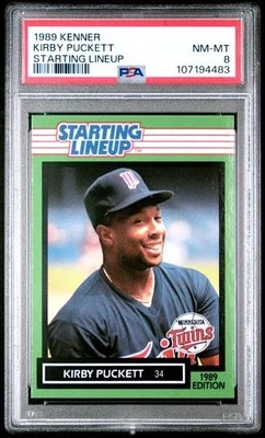 1989 Kenner Starting Line Up Baseball Card Green #_KiPu Kirby Puckett HOF PSA 8 - Image 1 of 4