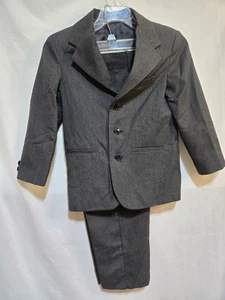 Van Heusen Boys 2-Piece Suit Set Dark Gray Pattern Pant/Coat Blazer Size 8 - Picture 1 of 15