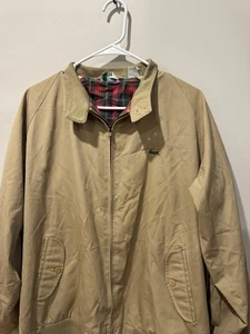Vintage Izod Lacoste Harrington Plaid Lined Bomber Jacket - XL - Picture 1 of 3
