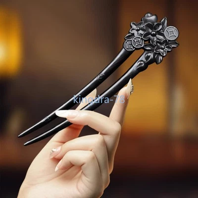17cm Exquisitely Retro Ebony Wood Hairpin Chinese Style Hairpin Wooden Hairpin - Image 1 of 4