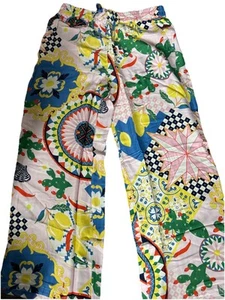 Pantaloni di seta pull-on gamba dritta stampa Anthropology Maeve rosa XS nuovi con etichette - Foto 1 di 5