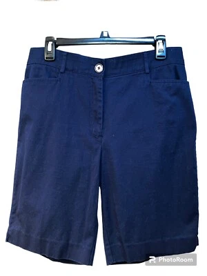 Bermudas Pantalones Cortos Para Mujer 12 Studio Works Azul Marino, 9.5" Entrepierna *Nuevos Sin Etiquetas, Tiro Alto Foto 1 de 4