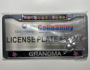Metal License Plate Frame Grandma! Cute Flower Theme Car Accessories NEW - Picture 1 of 2