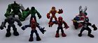 Lot Of 7 Marvel Figures + Vehicle Spider Man Hulk Iron Man Captain America