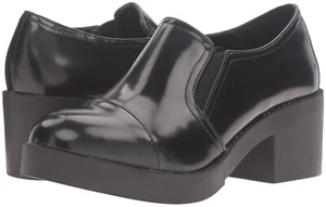 Bella Marie Camila-5 Women's Almond Toe Stacked Heel Patent Loafer Oxford Shoes - Picture 1 of 9