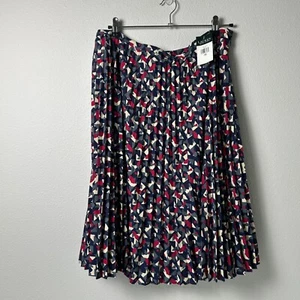 Lauren Ralph Lauren Pleated Skirt Womens Size 16 Blue Red Geometric A Line NWT - Picture 1 of 10