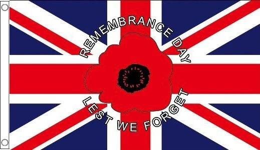 POPPY FLAG 5' x 3' Lest We Forget Remembrance VE Day British Army RAF Royal Navy - Image 1 of 1