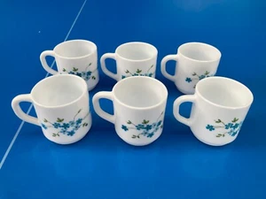 lot 6 Tasses Expresso café Arcopal France fleurs Veronica myosotis vintage 70s - Imagen 1 de 5