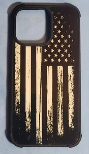 NEU Schwarz und Weiß Amerikanische Flagge Handyhülle für iPhone 15 Pro Max - Bild 1 von 6