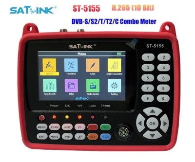 SATLINK ST-5155 Satellite Finder Meter DVB-S/S2/T/T2/C Combo MPEG-4 H.265 10Bit - Image 1 of 4