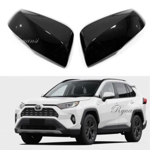 For 2019-2024 Toyota RAV4 Left + Right Gloss Black Side Mirror Cover Cap Overlay - Picture 1 of 4