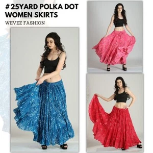 Women Casual Polka Dot Tribal Jaipuri Hippie Long Cotton Skirts Colors Available - Imagen 1 de 56