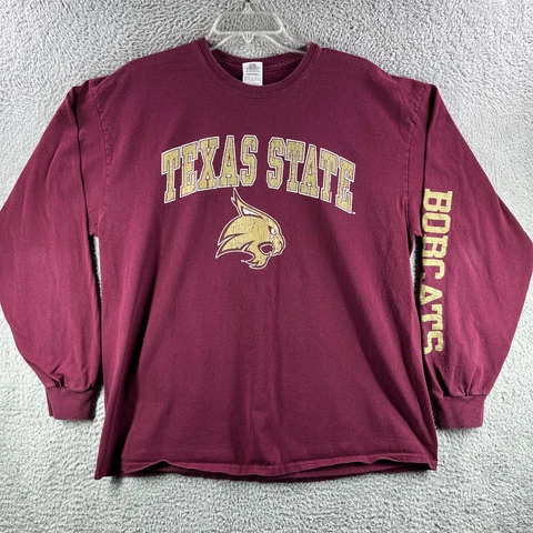 Texas State Bobcats Shirt Mens XL Red Gold Long Sleeve Spellout Logo Y2K NCAA Cover