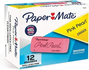 Paper Mate Pink Pearl Erasers, Large, 12 Count - Picture 1 of 4