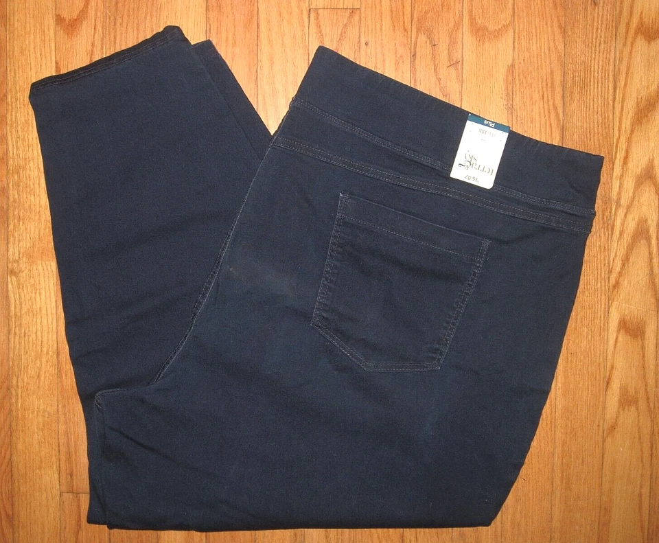 Terra & Sky Women's Plus 5x Blue Dark Wash Mid Rise SKINNY Pull on Jegging