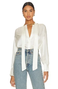 NWT Equipment Femme Removable Tie Badalle Silk Blouse Nature White Top Medium - Picture 1 of 5