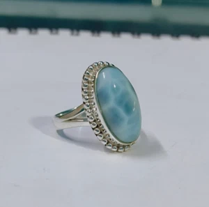 Larimar Gemstone Ring Handmade 925 Silver Statement Lovely Ring All Size R312 - Picture 1 of 4