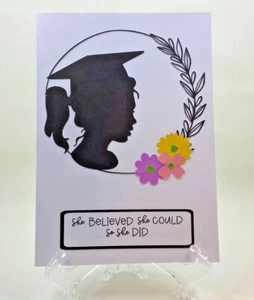 Handmade Graduation Card "She Believed She Could So She Did" Free S/H - Picture 1 of 4