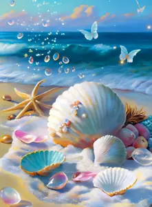 5D Beach Diamond Art Painting Kits for Adults, 5D Seashells Diamond Art Kit.... - Picture 1 of 4