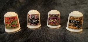 Lot Of 4 Porcelain Thimbles..Franklin Mint...FEATURING ADVERTISING...1981 - Picture 1 of 4