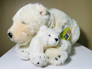 Rare Find 1999 Discovery Channel Polar Bear Mama & Babies Stuffed New 20” - Picture 1 of 7