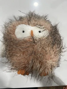 NWT OWL Animal Adventure Brown Black Cream Hairy Furry Owl Plush 13" - Picture 1 of 3