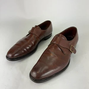 Edward Green Brown Leather Monk Strap Shoes Sz 9.5 Vintage - Picture 1 of 10