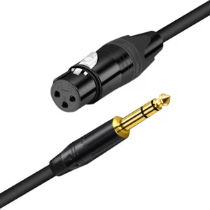 6.35mm (1/4 in) TRS Male to XLR 3 Pins Female Balance Audio Cable Black B19 - Picture 1 of 7