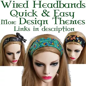 Animal Print Peacock Bird Spider Wired Headband Bandana Rockabilly Retro Vintage - Picture 1 of 15