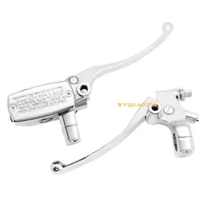 1" Motorcycle Handlebar Hydraulic Brake Master Cylinder & Clutch Lever Chrome - Picture 1 of 11