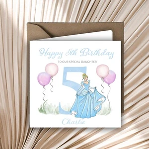 Tarjeta de felicitación de cumpleaños personalizada princesa Cenicienta cualquier edad con sobre - Imagen 1 de 1