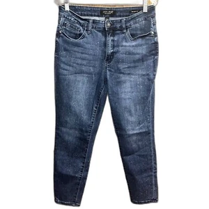 Pantalones de mezclilla Judy azul moteado calce relajado uso diario cómodo para mujer 11/30 - Imagen 1 de 9