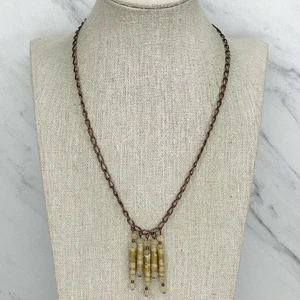 Beaded Charm Gold Tone Chain Link Necklace - Picture 1 of 5