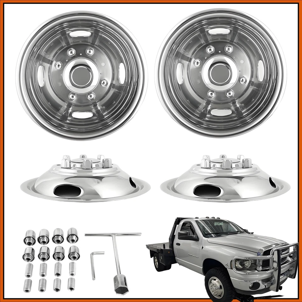 2005-2021 FORD F350 17.5" Dually Steel Wheel Simulators Dual Rim Liners Covers Foto 1 de 4