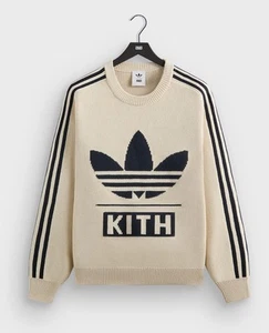 KITH x Adidas Football Knit Sweater Chalk white Size Medium men’s soccer IN HAND - Picture 1 of 3